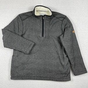 Orvis Sweater Mens XL Gray 1/4 Zip Sherpa Fleece Lined Outdoors Travel Casual